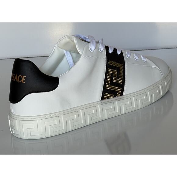 Versace Greek key Men\'s White/Black Leather Sneakers 13 US (46) 1014460 NIB $725 main image 11